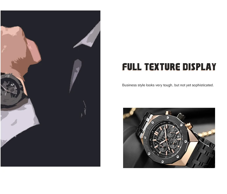 Montre-bracelet à quartz chronographe de luxe pour homme, marque MEGIR, boîtier polygonal, mode décontractée, affaires, cadeau masculin, avec date automatique_voghion.com