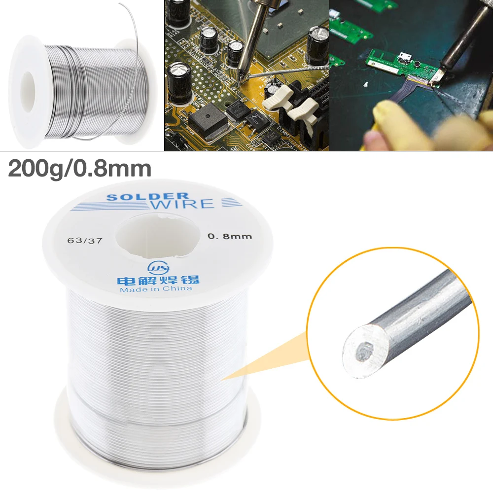 Welding Wires 63/37 200g 0.8mm No Clean Rosin Core Solder Tin Wire Reel with 2% Flux and Low Melting Point for  Soldering Iron