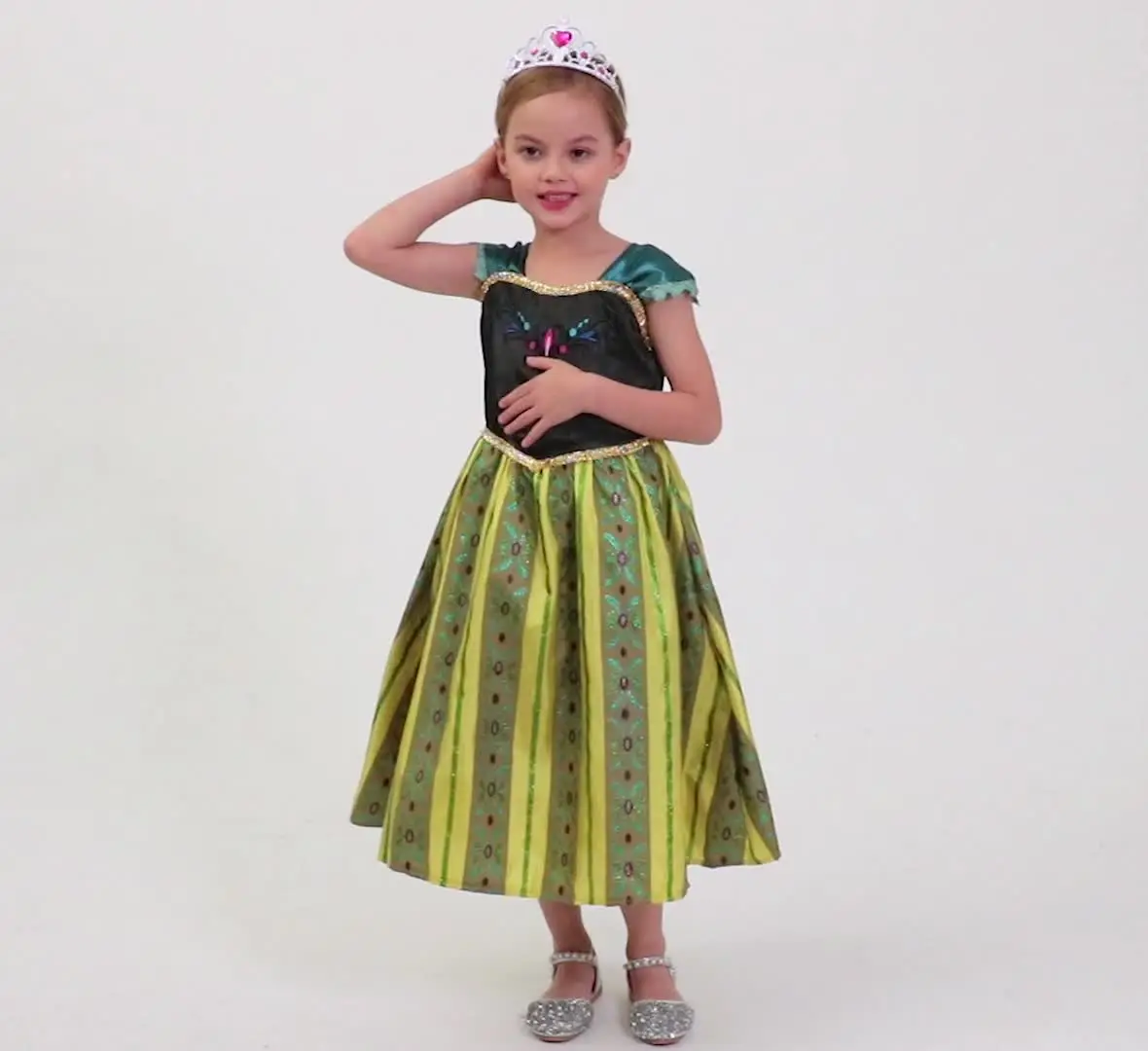 Magic Princess Dress: Elsa & Anna Inspired Green Coronation Costume For Girls! Magic Princess Dress: Elsa & Anna Inspired Green Coronation Costume For Girls!