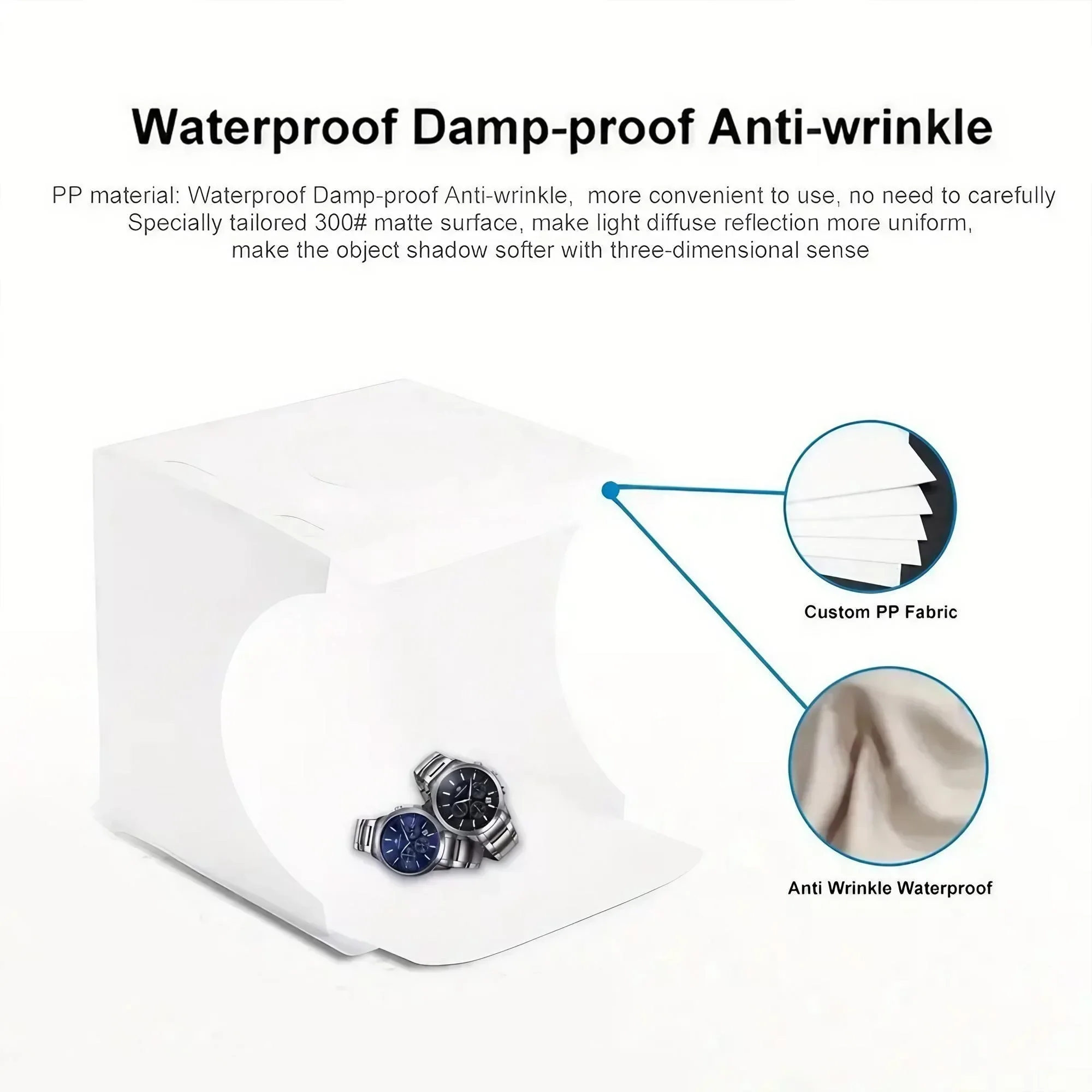 Mini Studio 20CM Portable Foldable Softbox LED Light Box, Lighting for Still Life & Product Photography, 6 Colored Backdrops