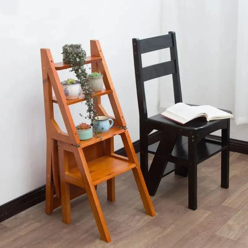 

AOLIVIYA Official New Household Solid Wood Folding Step Stool Multi-Functional Thickened Four-Step Step Dual-Use Climbing Stairs