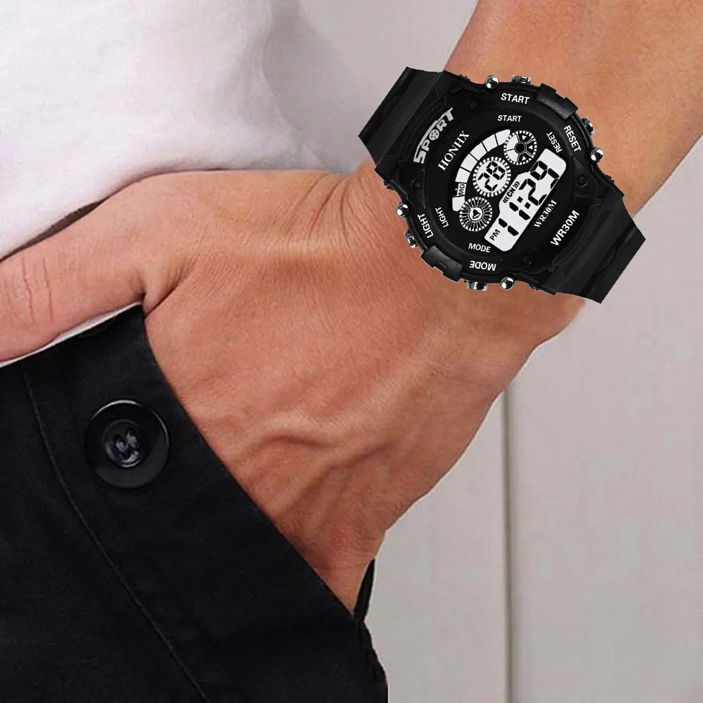 

Fashion Mens Digital LED Analog Quartz Alarm Date Sports Wrist Watch Classic Compact Electronic Watches for Men Relógio Saat