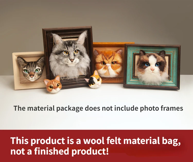 Wool Felt Poke Non-Finished Dog Cat Handmade Wool Felting Material Package Doll Toy DIY Child Gift Needle Felting Tool Kit