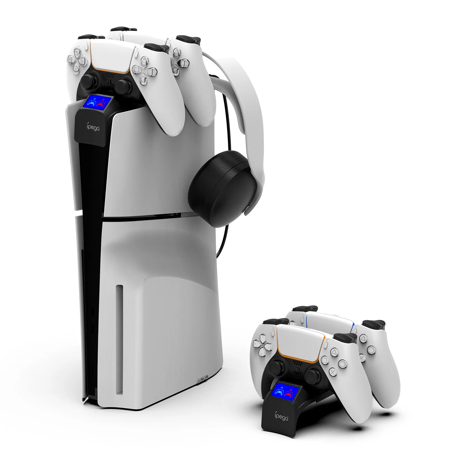 NEW Dual Handle Charger Base For Ps5 Slim Game Console Controller Dual Base Charger With LED Light PG-P5S016 For Sony PS5 Slim