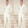 SILIWEYA Fashion Womens Suit Set Formal Occasion Elegant Two Piece Long Coat Wedding Party Wear Casual Robe V-neck Blazer Suits 1