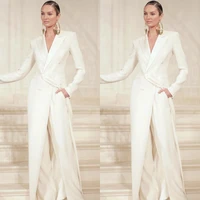 SILIWEYA Fashion Womens Suit Set Formal Occasion Elegant Two Piece Long Coat Wedding Party Wear Casual Robe V-neck Blazer Suits 1