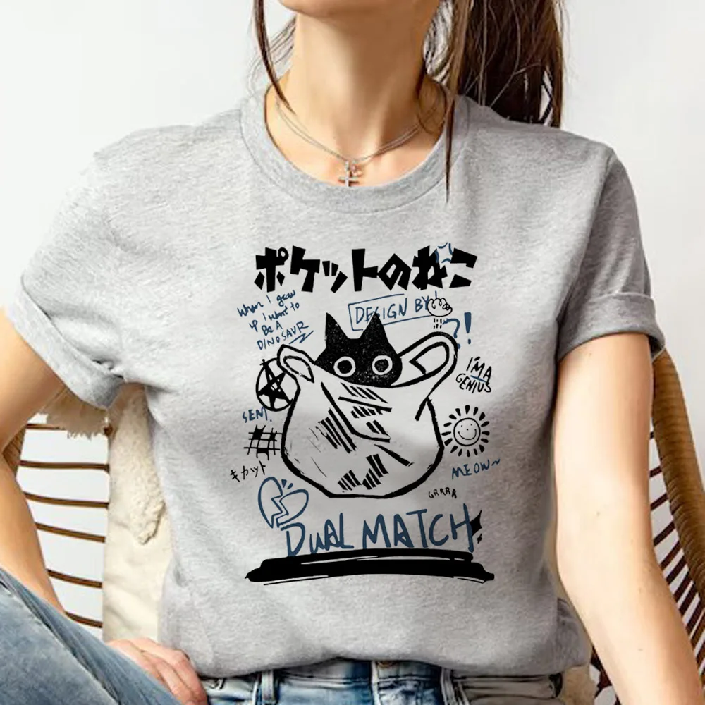 

Cute Cat t shirt women funny Y2K Japanese t-shirts female harajuku clothes