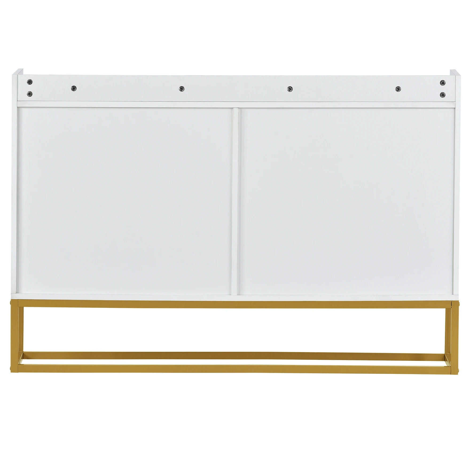 Modernes minimalistisches Sideboard, 4-türiges Griffloses Buffet für Esszimmer, Wohnzimmer, Küche (Weiß) – Detail 17