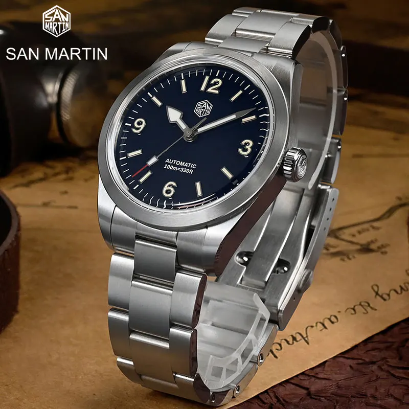 

San Martin 38mm Vintage Enamel Dial NH35 Men Diver Watch Explore Climbing Series Automatic Mechanical Watch Sapphire 10Bar BGW-9