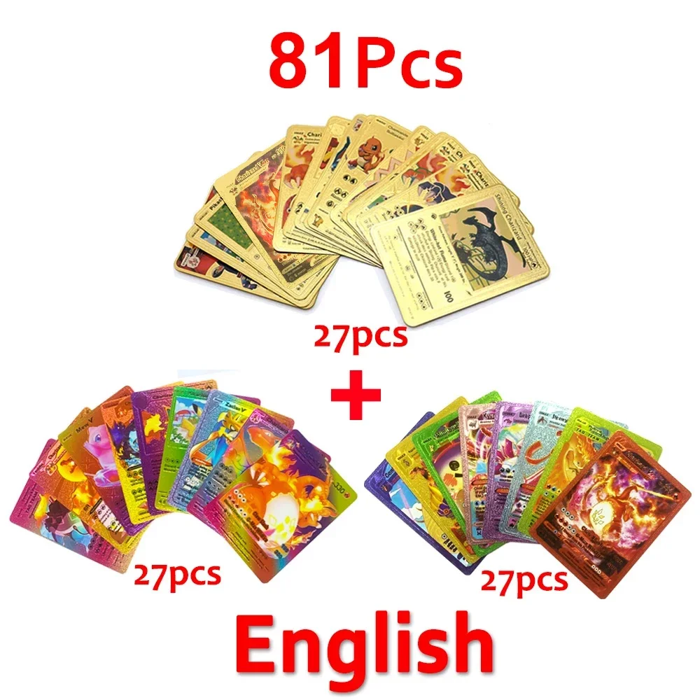 thumbnail image 1 of Colorful Card VMAX Charizard Pikachu Arceus Gold Black Silver English French German Spanish GX Battle Collection Cards, 1 of 5