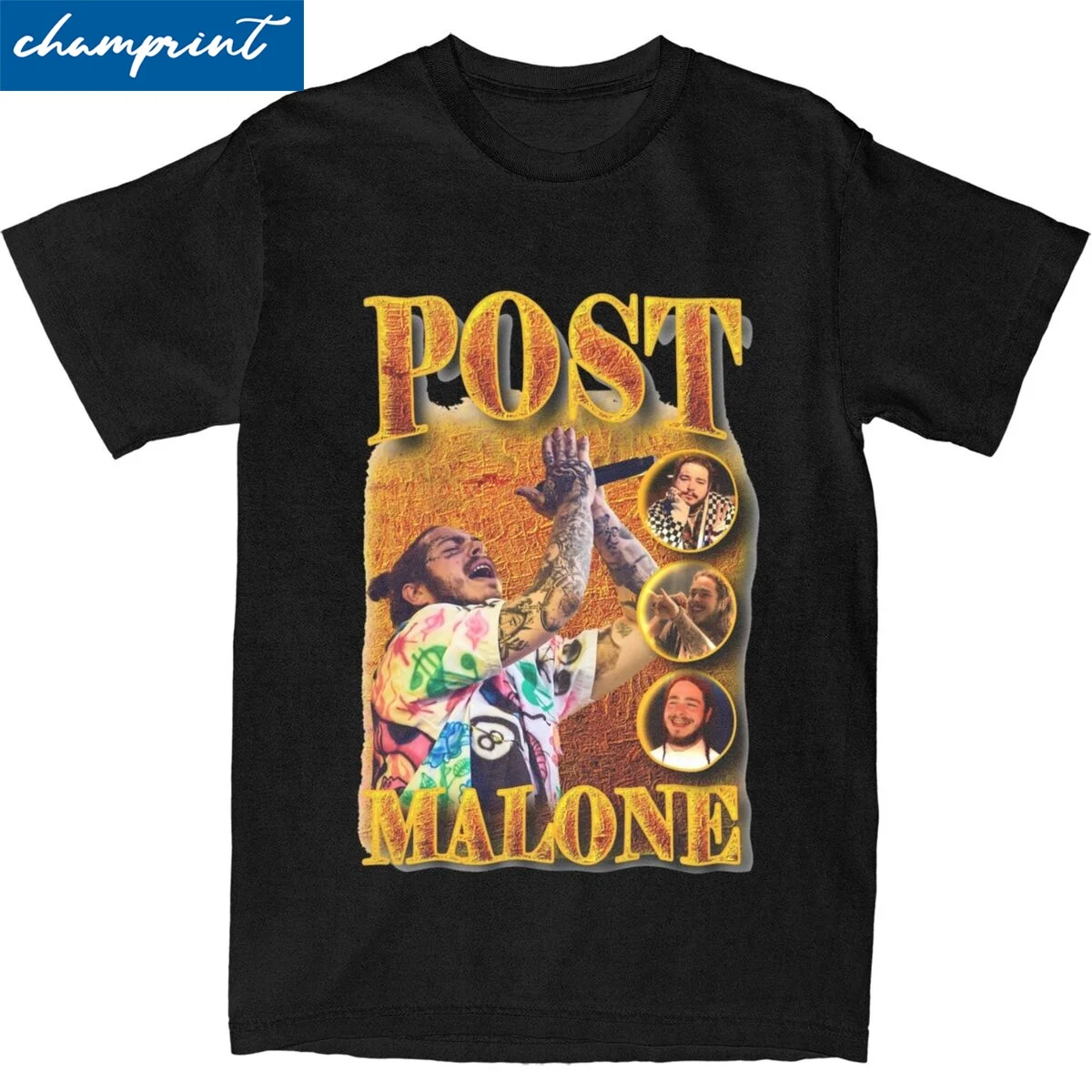 Kawaii P-Post M-Malones Fire Винтажная футболка унисекс с круглым воротом Топы с коротким рукавом хлопковая одежда