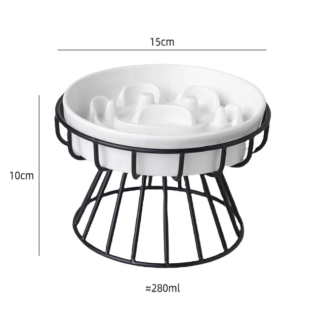 New ceramic high-legged cat bowl with large diameter, anti-choking, slow feeding, anti-knockover, neck-protecting dog bowl, pet 6