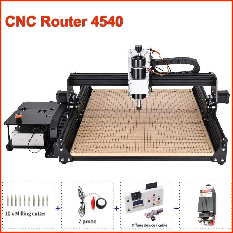 

500W Spindle CNC Router Machine, 4540 3 Axis Engraving Machine 430 x 390mm Working Area GRBL DIY Milling Wood Metal Acrylic MDF