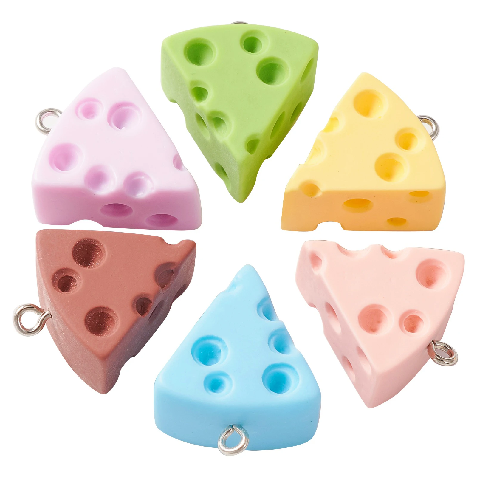 

Pandahall 30Pcs 6 Colors 3D Cheese Charms Opaque Resin Food Charms Triangle Cheese Charms for DIY Earring Jewelry Making Decor