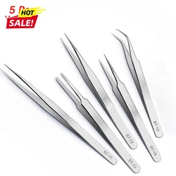 Precision Stainless Steel Antistatic Tweezers for Watchmaking and Jewelry Crafting (5 Pcs Set)