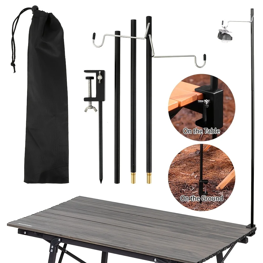 Outdoor Camping Hiking Aluminum Alloy Foldable Lamp Post Pole Portable