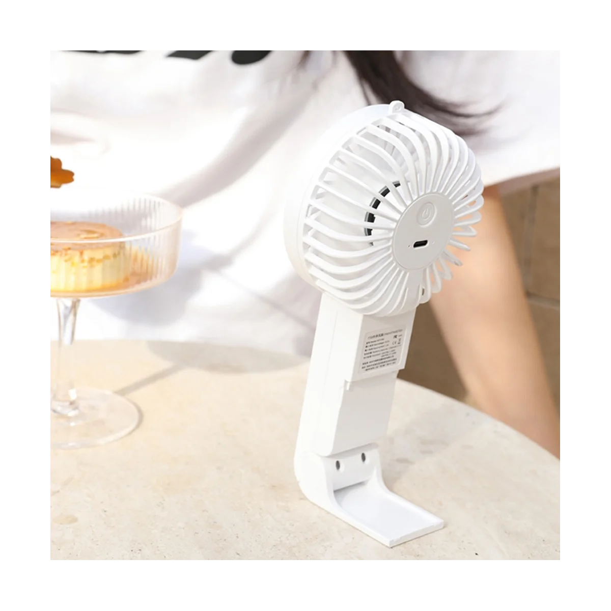 

USB Mini Fan Rechargeable 1200MAh Portable Handheld Fan Lazy Travel Shopping Cooling Mute Fan Cooler Fan-Light Yellow