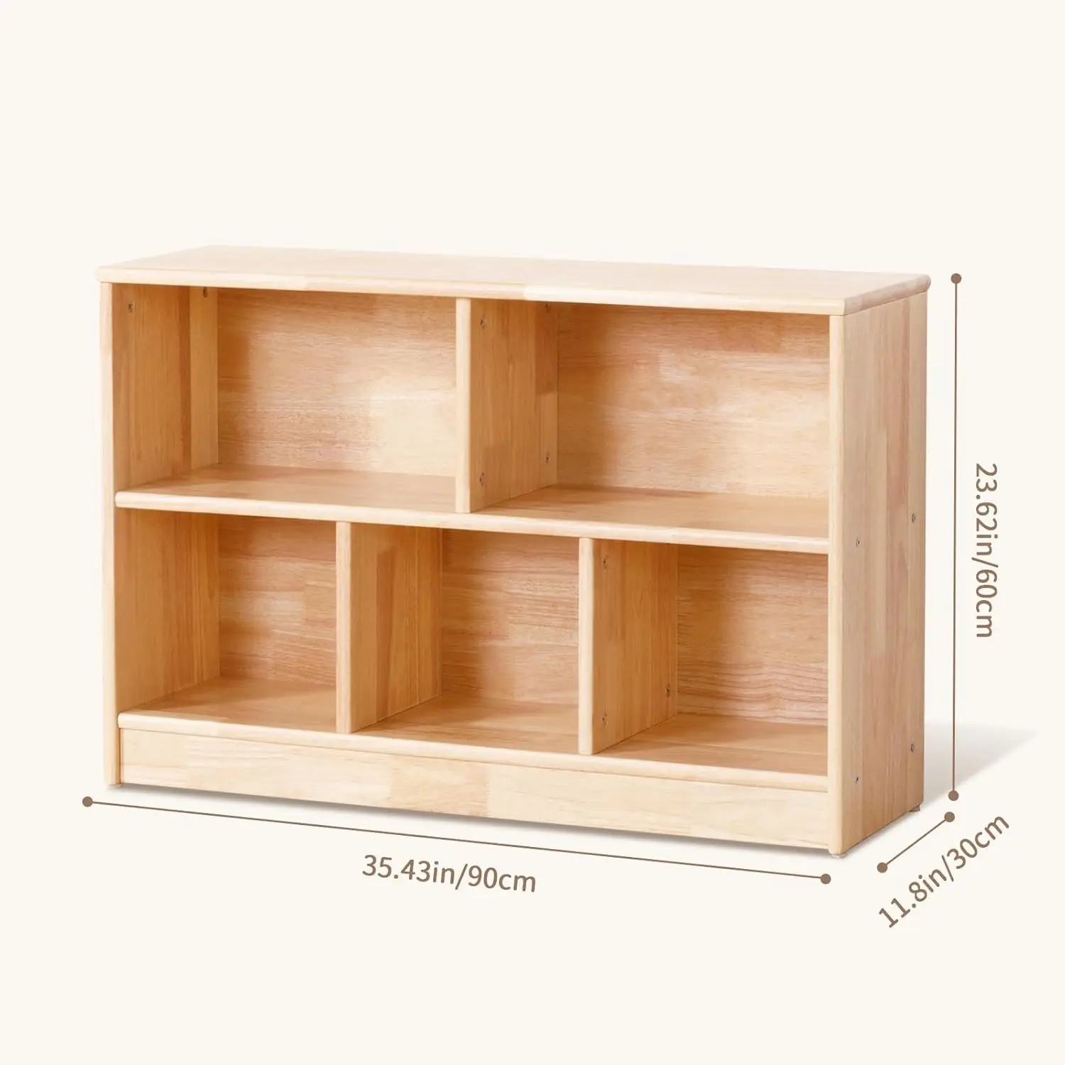 Wood 5-Compartment Montessori Shelf, 35.4" L, Toy Organizers and Storage, 2-Tier Wooden Storage Cabinet, Kids Classroom O