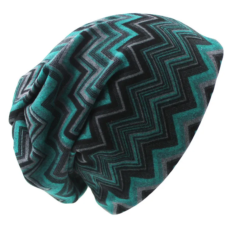 Skullies Beanies For Ladies Thin Girl Fashion Scarf Autumn Winter Feminino Geometric Design Dual-use Women Hats Z12X01 2