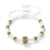 Bracelet tressé vintage Om avec perles carrées, fait main, réglable, porte-bonheur et protection, pour femmes, hommes, couples, bijou de poignet, cadeau