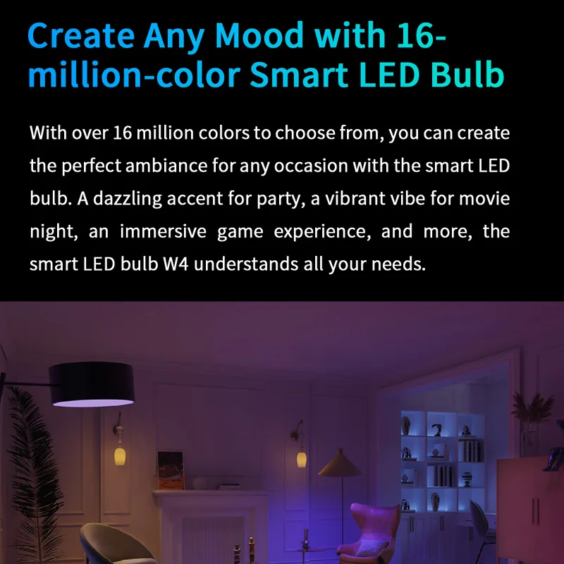 Smart LED Bulb Yeelight Smart LED Bulb W4 Lite E27 BLE + WIFI 800lm 8W 2700-6500K Remote control Smart home Works on Homekit, Google, Alexa