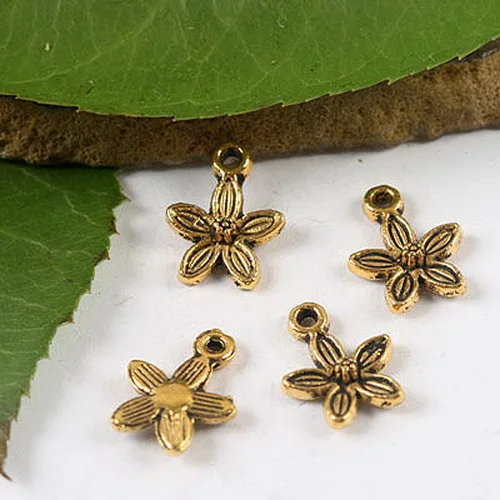 

40pcs 14*11MM Dark Gold-tone Plum Flower Charms H2116 Charms for Jewelry Making