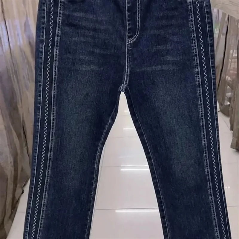 2025 New Autumn Korean Jeans Women's Elastic High Waist Jeans Fashion Wild Women Stretch Pants Wome Denim Pants Lady Trousers 5