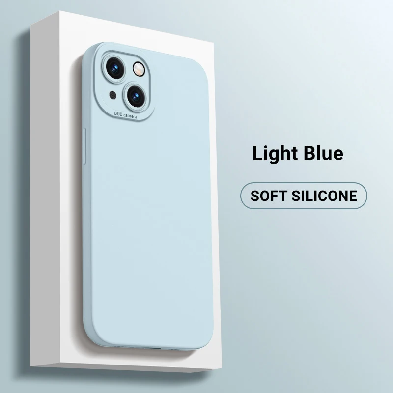 Fashion-Forward Liquid Silicone Shockproof Phone Case with Lens Protection & Built-in Fluff Interior