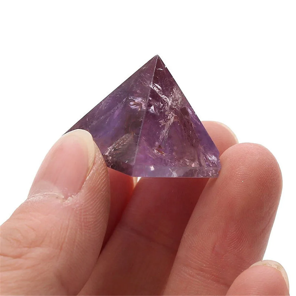 Amethyst Crystal Pyramid Egyptian Clear Stone Home Desk Decor Healing Gifts 20mm 6