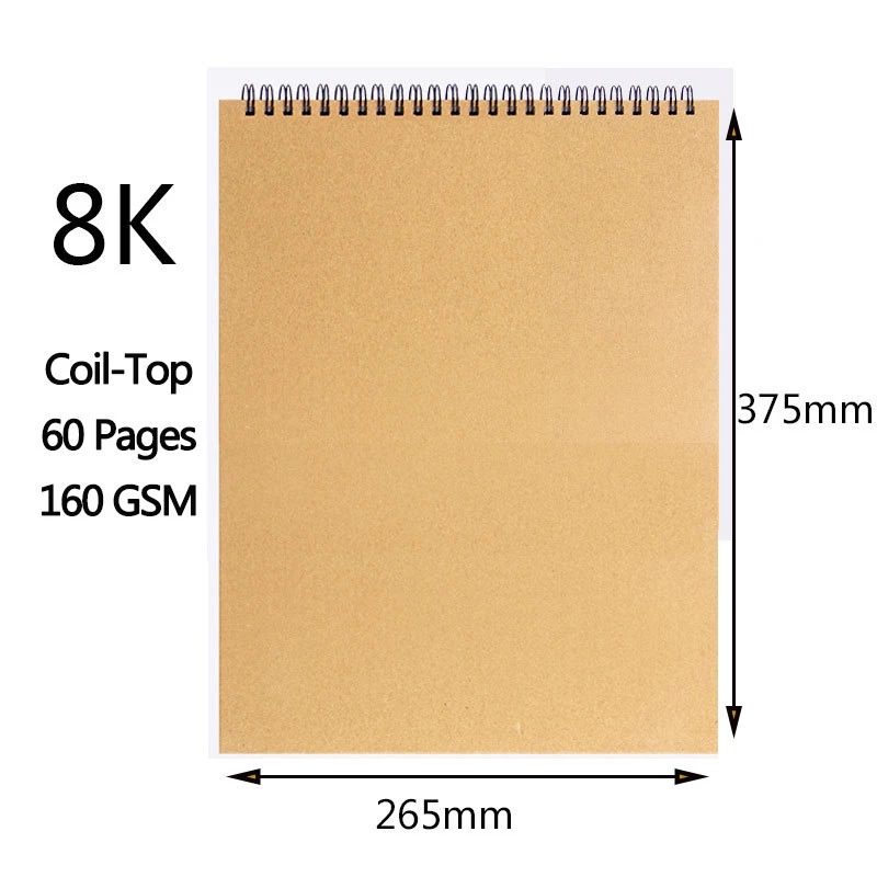 A3/A4/8 18k/A5/16 18kクラフト紙スケッチブックスパイラルアートノートブック空白シーツ160GSMハードカバー学用品鉛筆画メモ帳|Notebooks|  - AliExpress