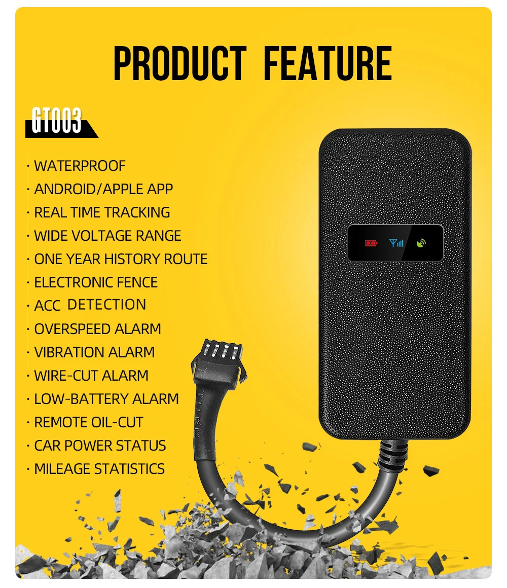 DYEGOO GT003 Vehicle Car Motorcycle GPS Tracker Waterproof Vibration Ignition GEO Fence Overspeed Alarm Andorid IOS APP gps tracker car tracker