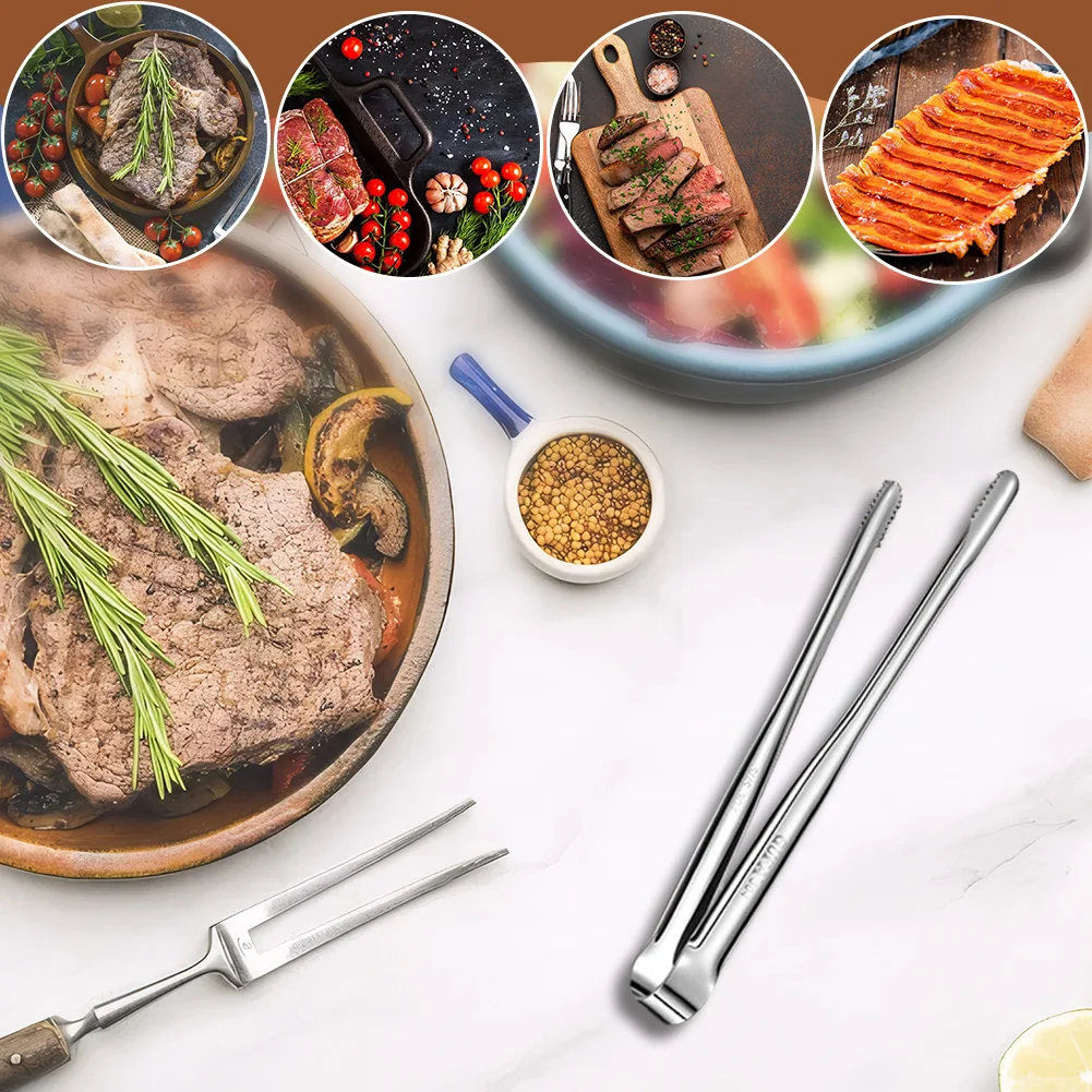 BBQ Tongs Stainless Steel Food Tongs Metal Cooking Tweezers Cooking Utensils for Salad Fish Steak Barbecue Buffet