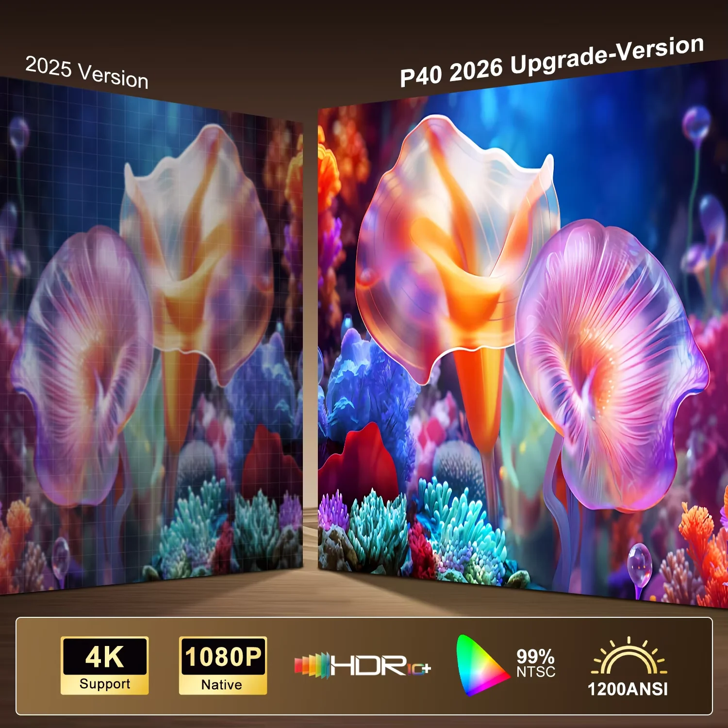 카이아쿠아 스마트 프로젝터 네이티브 1080P 안드로이드 오토 포커스 BT5.4 WIFI6 70mm RGB 앰비언트 라이트 하이파이 스피커 휴대용 홈 시네마