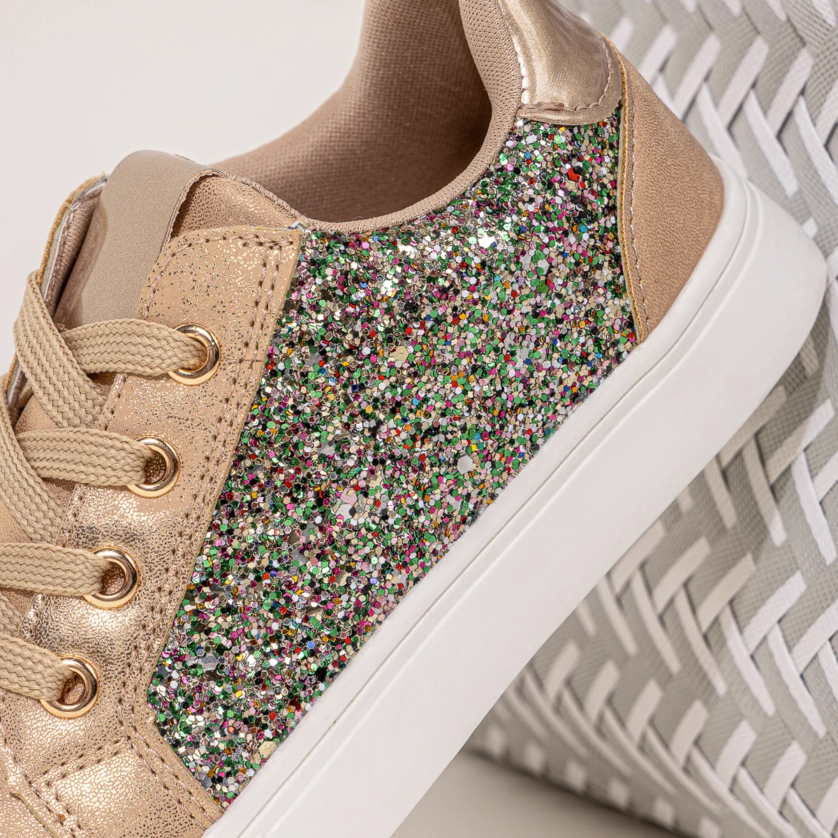 Girls' Casual Glitter Sneakers Multi-Color Sparkly Fashion Shoes Hook & Loop Non-Slip Kids Party Footwear - 5