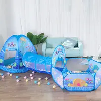 3 in 1 Children's Tent Toy Ball Pit Pool House Portable Children Tipi Tents Crawling Tunnel Pop Up Tent House Kids Camping Tent 2