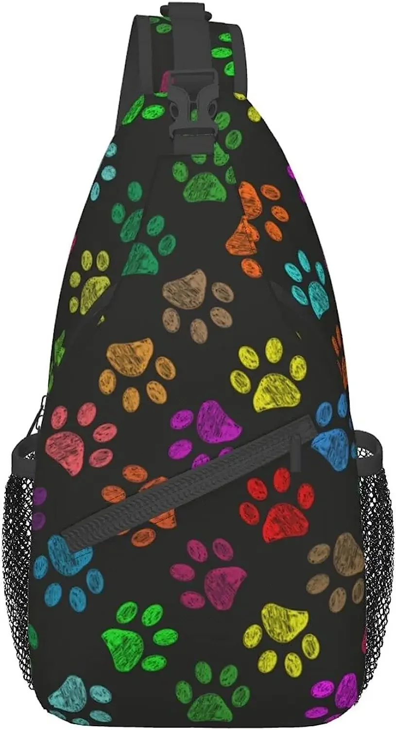 

Dog Color Footprints Dog Lovers Casual Diagonal Backpack for Men and Women Can Accommodate Cosmetics Mobile Phones and So On