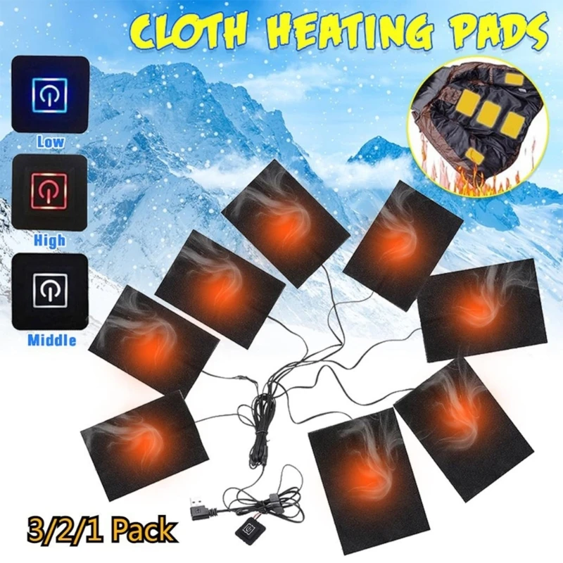 

Carbon Fiber Heated Pad USB Winter Clothes Heater Pads for Cold Weather Clothes Warmer for Vest Jackets DropShip