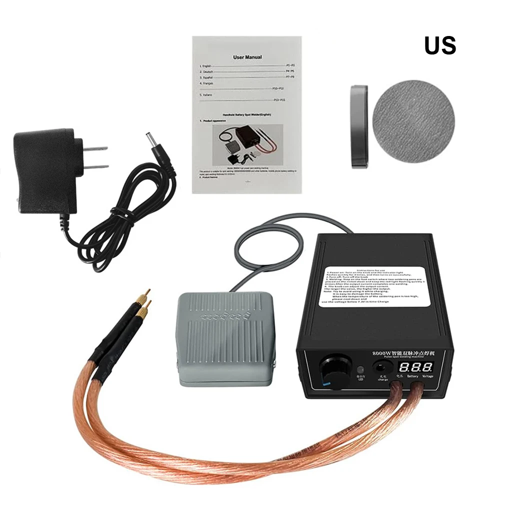 Portable 8000W High Power Dual Pulse Spots Welding Machine 0.1-0.3mm Nickel Sheet0.1-0.3mm Nickel Sheet EU EU Plug