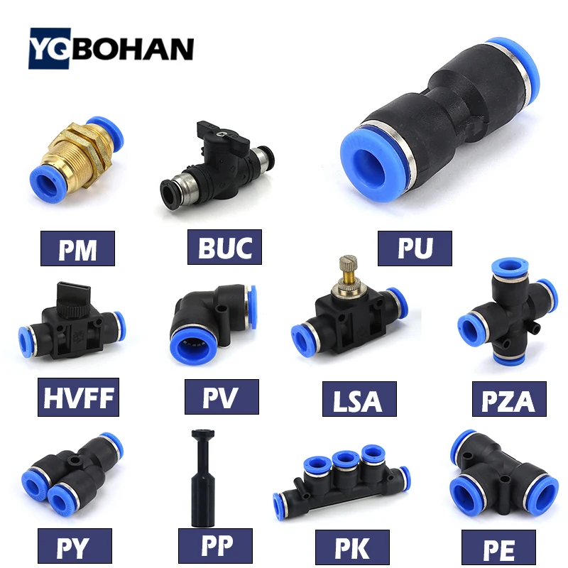 1PCS Pneumatic Fitting Tube Connector Fittings Air Water Pipe Push In Hose Quick Couping OD 4mm 6mm 8mm 10mm 12mm PU PE PK PV PY