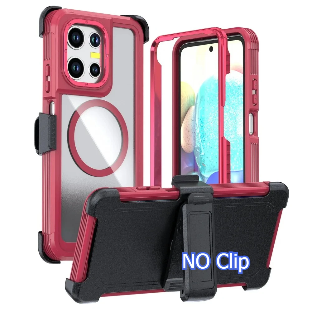 Heavy Duty 3-in-1 Magnetic Case with Anti-Shock Kickstand and Belt Clip Cover