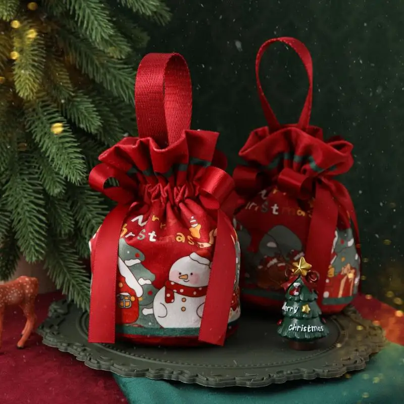 Festive Hand-Carry Canvas Bag; Christmas Eve Gift Bag; Candy Apple Packaging Tote