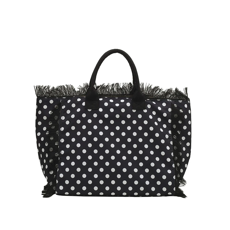 2026 Borse tote dolci di alta qualità per le donne Nuove borse a tracolla di grande capacità con temperamento in nylon di moda a pois - immagine 6