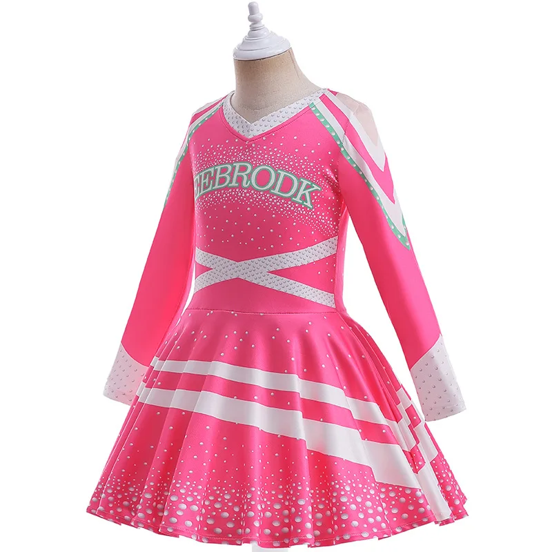 3-10 year old football competition cheerleading uniform solid color girls dress long sleeved backless girls casual dress