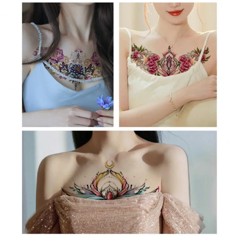 

Waterproof Flower Arm Tattoos Long-lasting Colorful Flower Tattoo Sticker for Clavicle Chest Scar-covering Designs for Holiday