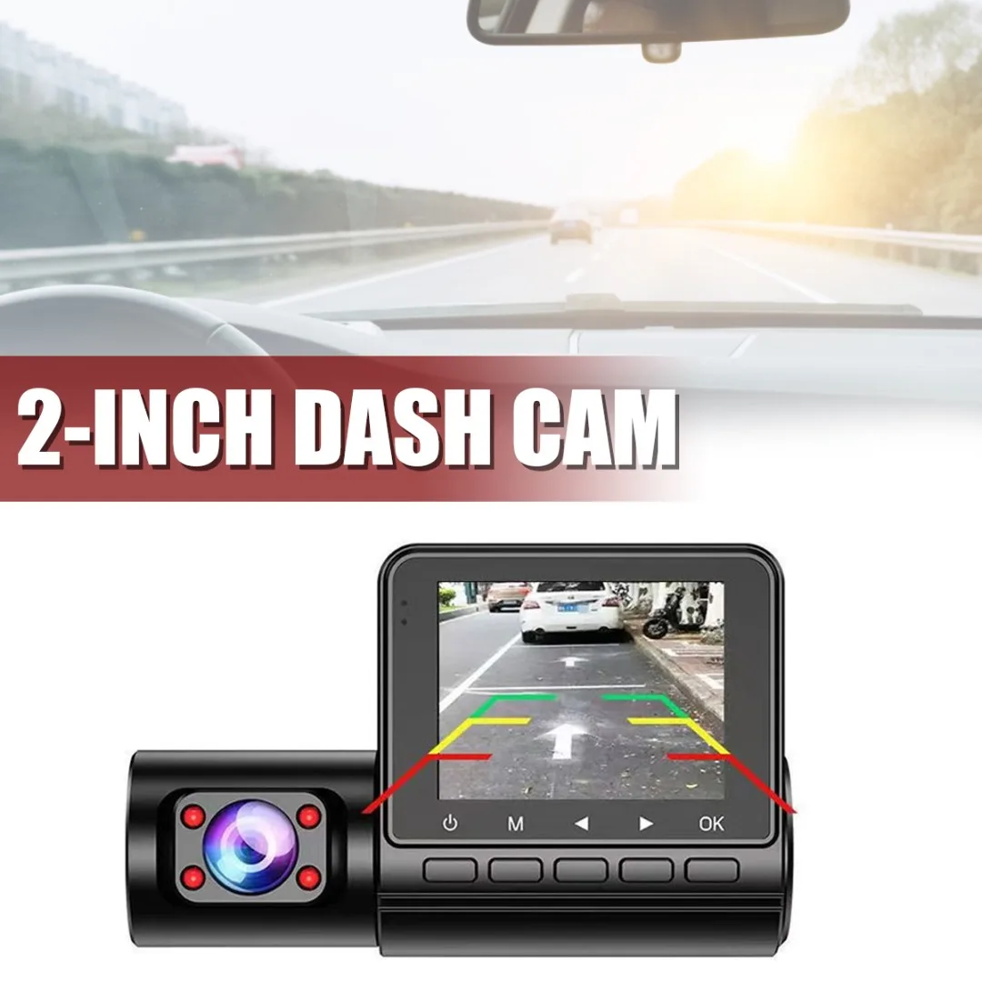 

1080P Car Dual Camera Dash Cam Dual Lens Front And Inside Rear Cameras Video Recorder Support 64GB Memory Card