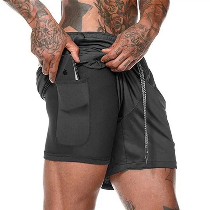 Joggers Shorts Men 2 in 1 sport shorts Gyms Fitness Bodybuilding Workout Quick Dry Beach Shorts Male Summer Running shorts men casual shorts for men