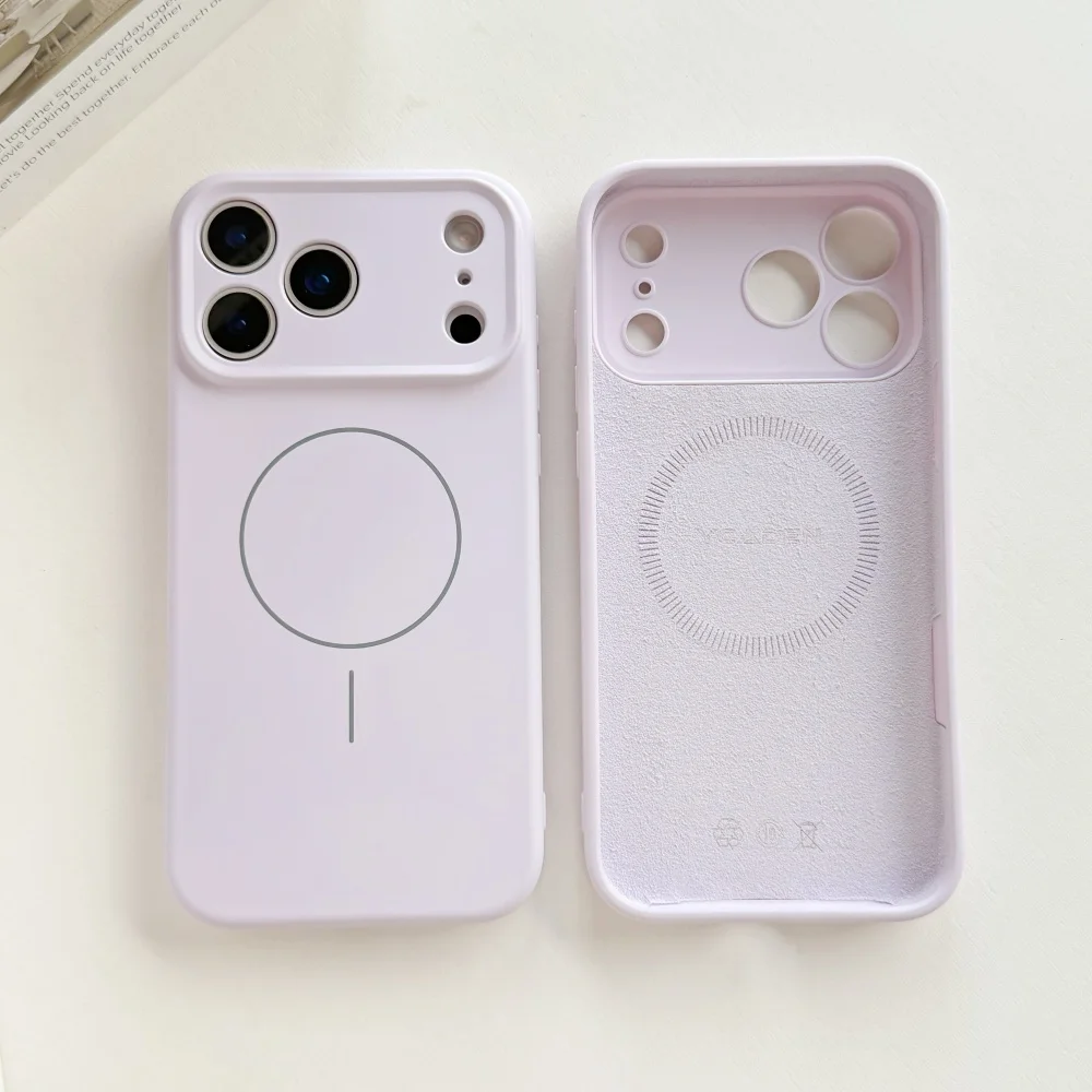Soft Liquid Silicone Magnetic Phone Case with Shockproof Lens Protection and Magsafe Compatibility
