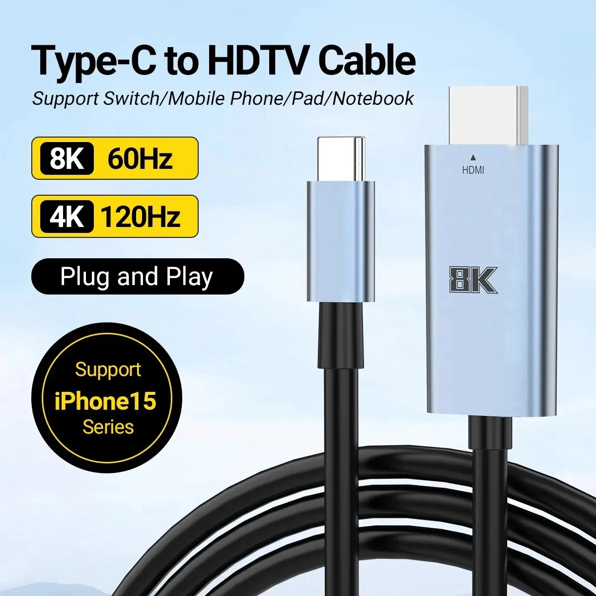 Cavo Da Usb C A Hdmi 8K Da Tipo C A Hdmi 2.1 Hdr Hdmi Compatibile Per Macbook Pro/Air Ipad 2022 Imac Surface Xps Galaxy S22/S21