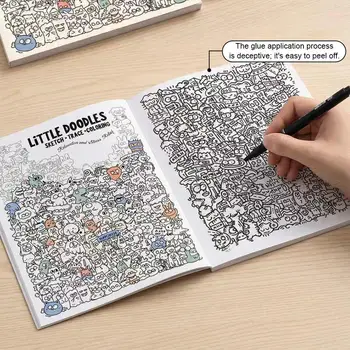 Libro da Colorare e Disegnare con Cartoni Animati, Quaderno Anti-Stress con Disegni da Tracciare, Libro Artistico Multiuso per Attività Creative