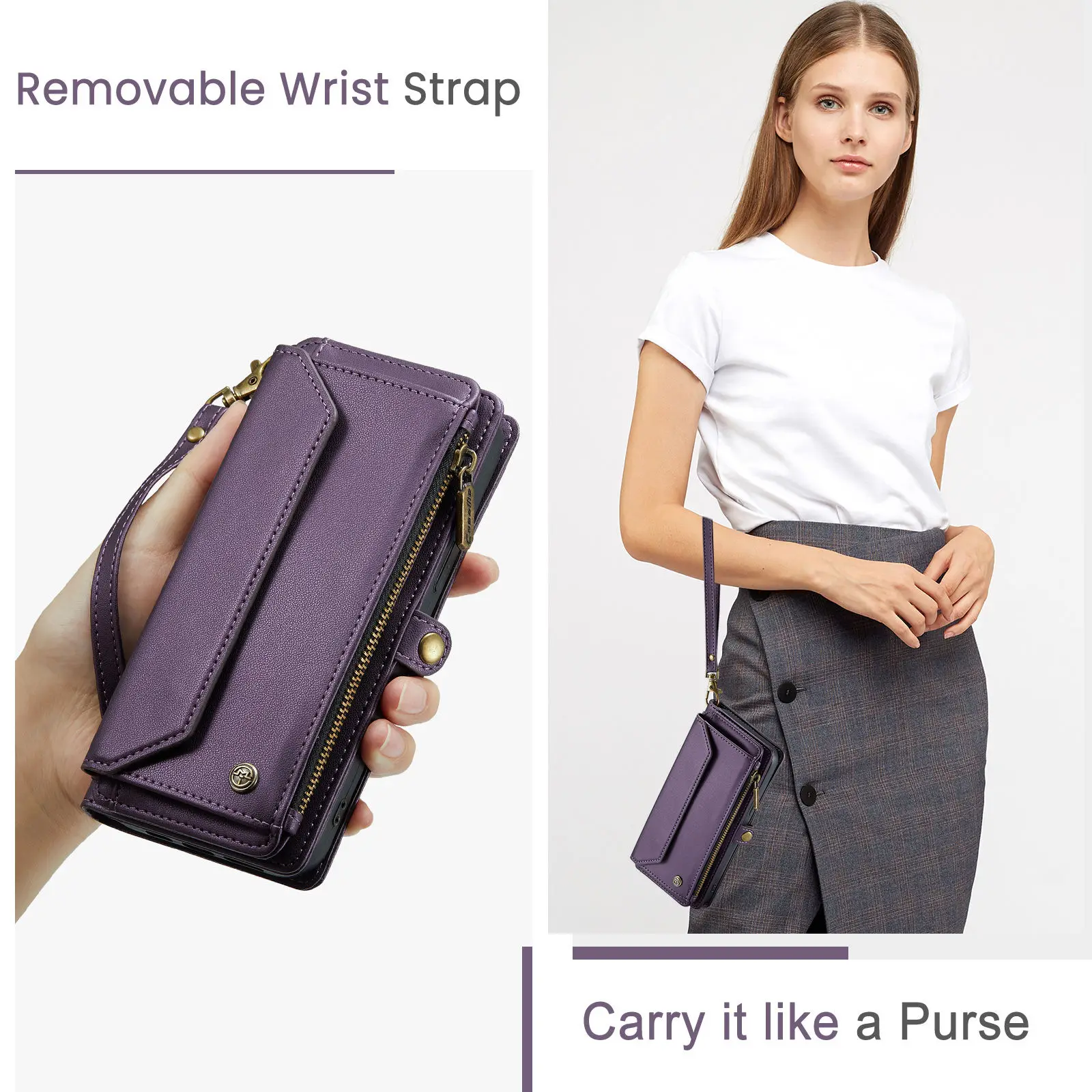 Crossbody for iPhone 15 14 13 12 11 Pro Max SE 2022 XR XS Max Case Wallet【RFID Blocking】with 7-Card Holder Zipper Bills Slot